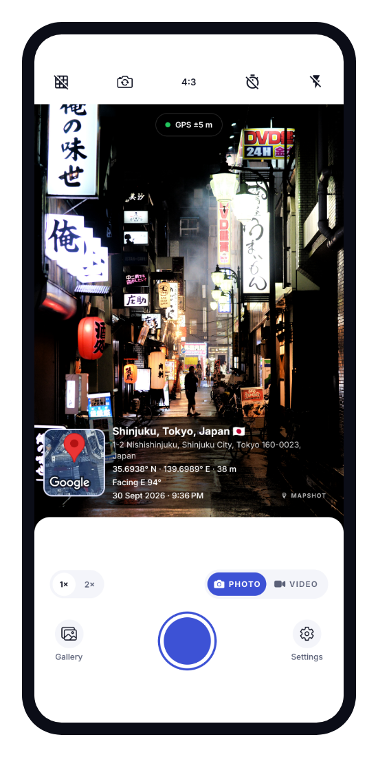 Dark glass stamp in Tokyo at night